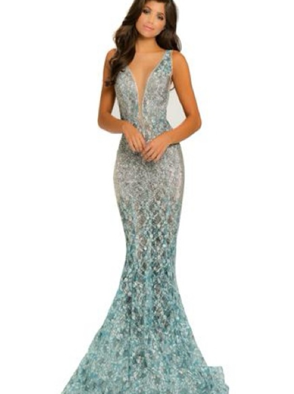 NWT Johnathan Kayne Style 8031 Teal Formal Gown – Size 2